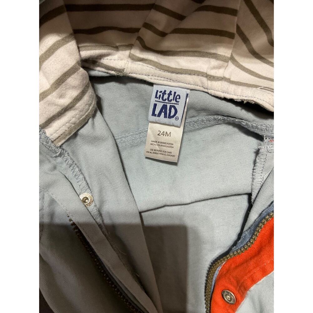 Little Lad Boys 24 Months Lightweight Jacket Grey‎ Orange Hooded Long Sleeve - Picture 3 of 6